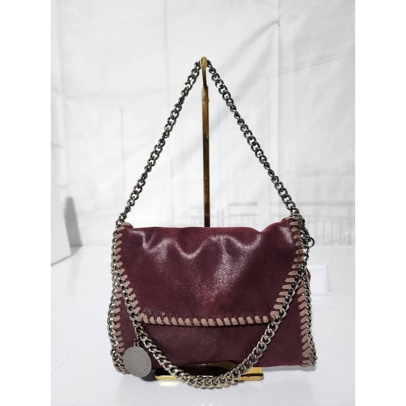 Authentic Stella McCartney Faux Leather Falabella Shoulder Bag Burgundy - Picture 1 of 14